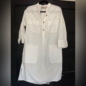 Vince White Button-Down Tunic Dress